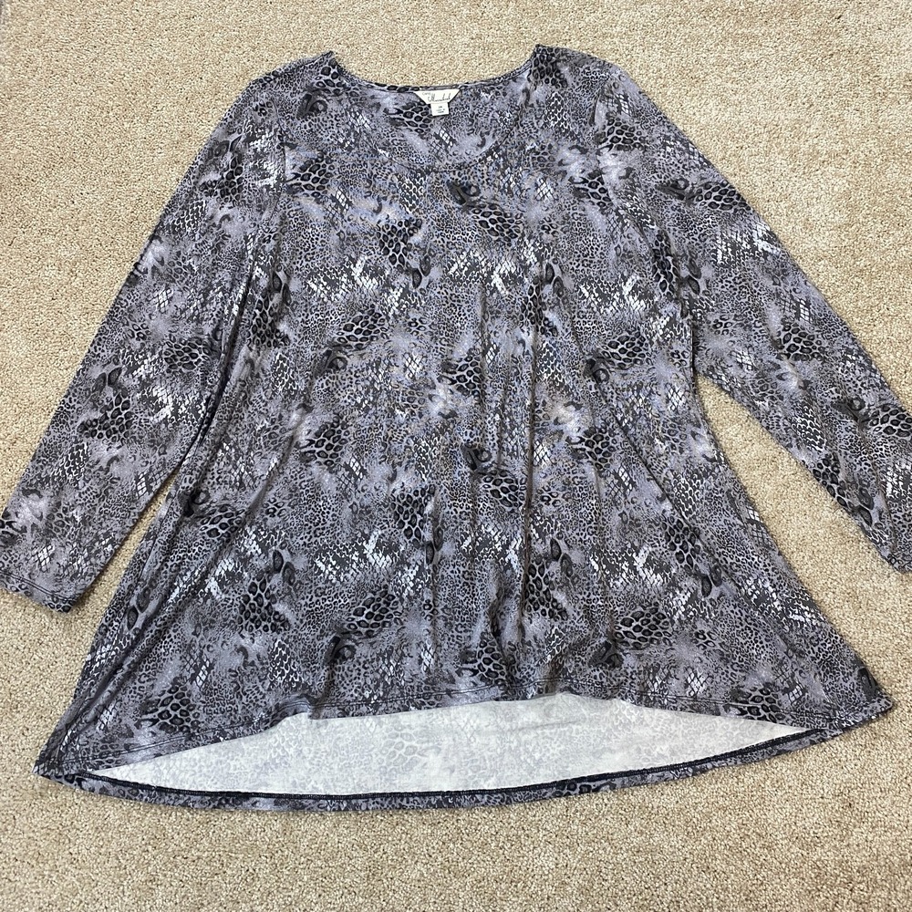 Caffe Marrakesh Blouse Top Womens 3X Tunic Snake Print Pullover  Comfy Casual